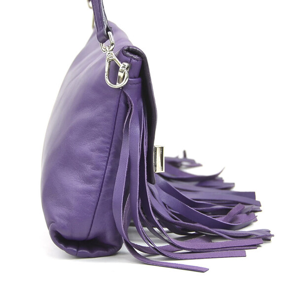 Prada Handbags - Prada bag shoulder purple crossbody silver leather fringed
